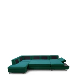 Narożniki></noscript>LASKI Rozkładana kanapa narożna U z regulowanym podłokietnikiem i półką LORENS