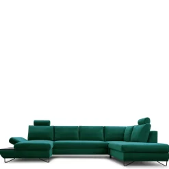 Narożniki>LASKI Rozkładana kanapa narożna U z regulowanym podłokietnikiem i półką LORENS