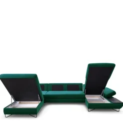 Narożniki>LASKI Rozkładana kanapa narożna U z regulowanym podłokietnikiem i półką LORENS