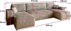 Narożniki></noscript>BROMARKT Rozkładana kanapa narożna z funkcją spania i pojemnikiem PUMI U