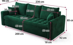 Meble Młodzieżowe|Kanapy I Sofy></noscript>BROMARKT Rozkładana kanapa z funkcją spania do salonu LUIS butelkowa zieleń
