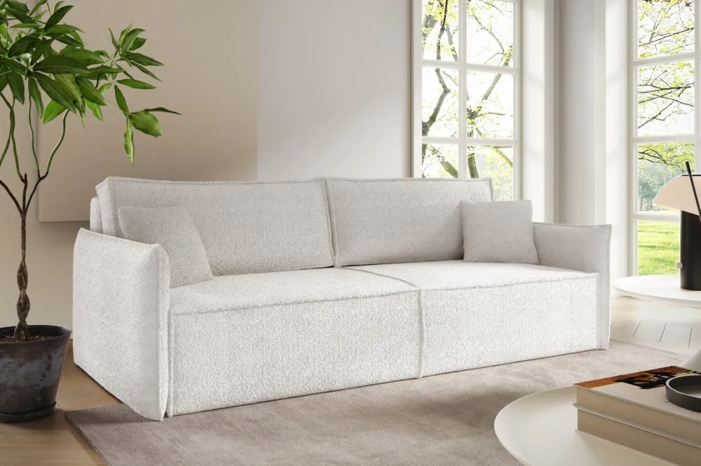 Meble Dla Dzieci|Meble Młodzieżowe>BROMARKT Rozkładana kanapa z funkcją spania i pojemnikiem do salonu RIMO biała