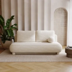 Meble Dla Dzieci|Meble Młodzieżowe>UNISTYL MEBLE Rozkładana kanapa z funkcją spania i pojemnikiem do salonu boucle beż jasny GISELLE