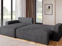 Narożniki>BROMARKT Rozkładana szara kanapa narożna z funkcją spania PUMI XL