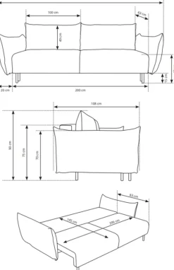 Meble Dla Dzieci|Meble Młodzieżowe></noscript>LASKI Rozkładana trzyosobowa sofa z funkcją spania AXEL 240 cm