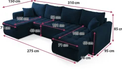 Narożniki></noscript>BROMARKT Rozkładana welurowa kanapa narożna do salonu LUIS U