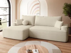 Meble Dla Dzieci|Meble Młodzieżowe>BROMARKT Rozkładany beżowy narożnik z funkcja spania do salonu CARMELLO