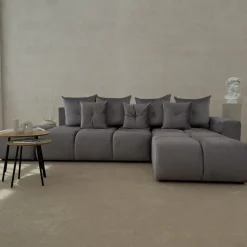 Narożniki></noscript>BROMARKT Rozkładany narożnik do salonu z funkcją spania i pojemnikiem RAMIRO musztardowy