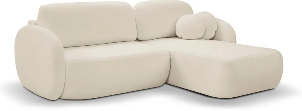 Narożniki>LASKI Rozkładany narożnik do salonu z funkcją spania beżowy OMERO