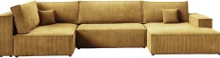 Narożniki>BROMARKT Rozkładany narożnik do salonu w kształcie U nowoczesny musztardowy PABLO MAXI