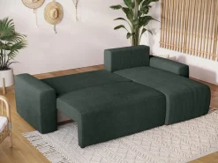 Meble Dla Dzieci|Meble Młodzieżowe>BROMARKT Rozkładany narożnik z funkcją spania i pojemnikiem PLUSH L zieleń