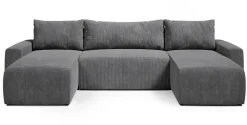 Narożniki>BROMARKT Rozkładany narożnik z funkcją spania do salonu PLUSH U szary sztruks