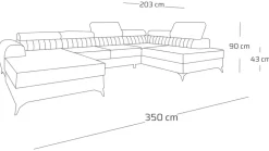 Narożniki></noscript>NEXT COLLECTION Salonowy narożnik z regulowanymi zagłówkami PAULLETTO wolnostojący pojemniki