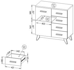 Komody></noscript>DOLMAR Skandynawska komoda z szufladami 85 cm SILVA