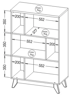 Regały Na Książki></noscript>DOLMAR Skandynawski regał otwarty 80 cm SILVA