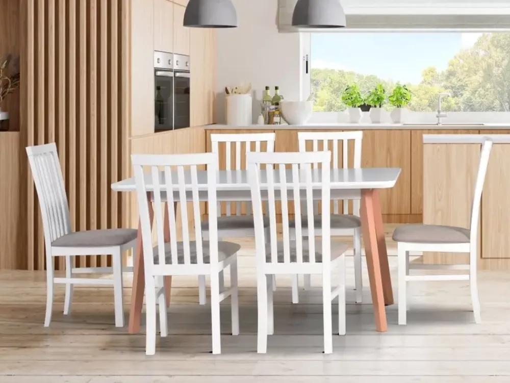 Stoły Z Krzesłami>DREWMIX Skandynawski stół z drewnianymi krzesłami do jadalni MONZA