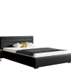 Łóżka Z Zagłówkiem|Łóżka Dwuosobowe>Gruszka Skórzane czarne łóżko tapicerowane 200x200 ODESSA