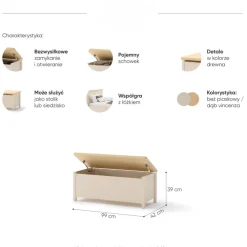 Meble Młodzieżowe|Zestawy Mebli Młodzieżowych></noscript>lenart. Skrzynia ze schowkiem i siedziskiem 99 cm STORY beż piaskowy