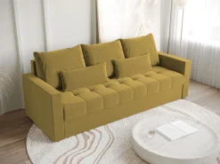 Meble Dla Dzieci|Meble Młodzieżowe></noscript>BROMARKT Sofa trzyosobowa z funkcją spania HOT musztardowa