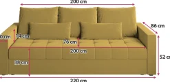 Meble Dla Dzieci|Meble Młodzieżowe></noscript>BROMARKT Sofa trzyosobowa z funkcją spania HOT musztardowa
