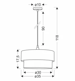 Oświetlenie Przedpokoju|Oświetlenie Jadalni>Candellux Lighting Solanto lampa wisząca czarny 1x60 e27 abażur duo 35+30 but.zieleńzłoto +czarny