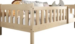 Meble Dla Dzieci|Łóżka Dziecięce>Meblomal Sosnowe łóżko do pokoju dziecięcego z barierką i szufladą 80x160 cm NEBULA sosna naturalna