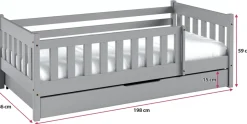 Meble Dla Dzieci|Łóżka Dziecięce></noscript>Meblomal Sosnowe łóżko dziecięce w stylu skandynawskim z drewna sosnowego z pojemnikiem 80x190 cm NEBULA sosna naturalna