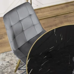 Stoły></noscript>MEBEL ELITE Stół do jadalni 100 cm okrągły czarny złote nóżki TILIA