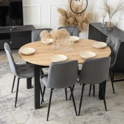 Stoły Rozkładane|Stoły></noscript>MEBEL ELITE Stół do jadalni HAVONE 102-142 cm dąb artisan z czarnymi nogami