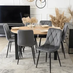 Stoły Rozkładane|Stoły></noscript>MEBEL ELITE Stół do jadalni HAVONE 102-142 cm dąb artisan z czarnymi nogami