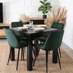 Stoły Rozkładane|Stoły></noscript>MEBEL ELITE Stół rozkładany kwadratowy do jadalni 80-160 cm MANX czarny