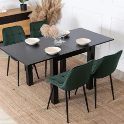 Stoły Rozkładane|Stoły></noscript>MEBEL ELITE Stół rozkładany kwadratowy do jadalni 80-160 cm MANX czarny