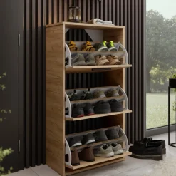 Szafki Na Buty|Garderoby>KIER Stojąca szafka 59 cm na buty do przedpokoju dąb craft ANVER dąb craft złoty