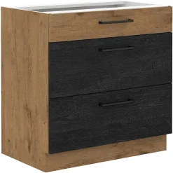 Meble Kuchenne>Lempert Stojąca szafka kuchenna 80 cm z szufladami VIKI ciemne drewno