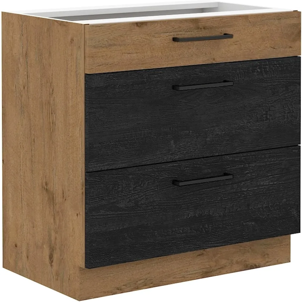 Meble Kuchenne>Lempert Stojąca szafka kuchenna 80 cm z szufladami VIKI ciemne drewno