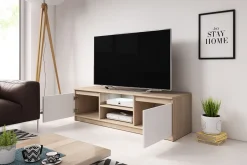 Szafki Rtv></noscript>BRATEX Stojąca szafka RTV dąb sonoma biały BINGO