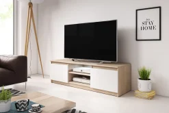 Szafki Rtv></noscript>BRATEX Stojąca szafka RTV dąb sonoma biały BINGO