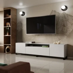 Szafki Rtv></noscript>Arton Stojąca szafka RTV na nóżkach 200 cm biała do salonu LANTOS biały