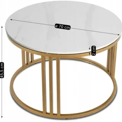 Ławy I Stoliki></noscript>MEBEL ELITE Stolik kawowy do salonu KORINO biały połysk ze złotym akcentem