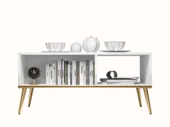 Ławy I Stoliki></noscript>ML Meble Stolik kawowy do salonu w stylu glamour GOLDIN biały