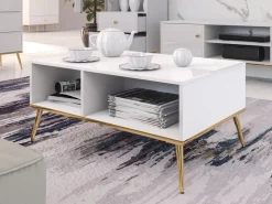 Ławy I Stoliki></noscript>ML Meble Stolik kawowy do salonu w stylu glamour GOLDIN biały