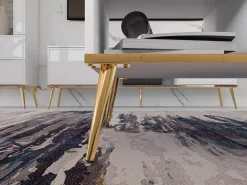 Ławy I Stoliki></noscript>ML Meble Stolik kawowy do salonu w stylu glamour GOLDIN biały