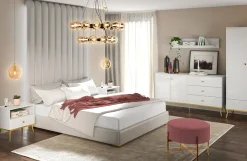 Ławy I Stoliki></noscript>ML Meble Stolik kawowy do salonu w stylu glamour GOLDIN biały