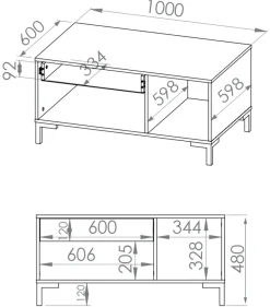 Ławy I Stoliki></noscript>ML Meble Stolik kawowy drewniany 60x100 cm NEVIO dąb artisan