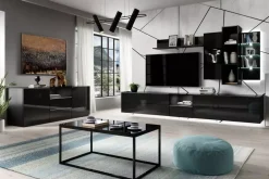 Ławy I Stoliki></noscript>Helvetia Stolik kawowy loft LUNO czarny połysk