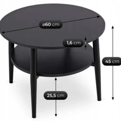 Ławy I Stoliki></noscript>MEBEL ELITE Stolik kawowy okrągły do salonu 60 cm czarny PAVIO