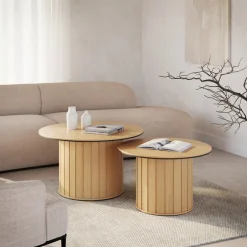 Zestawy Mebli Do Salonu|Ławy I Stoliki>lenart. Stolik kawowy okrągły do salonu 80 cm boho ROTTO dąb vicenza