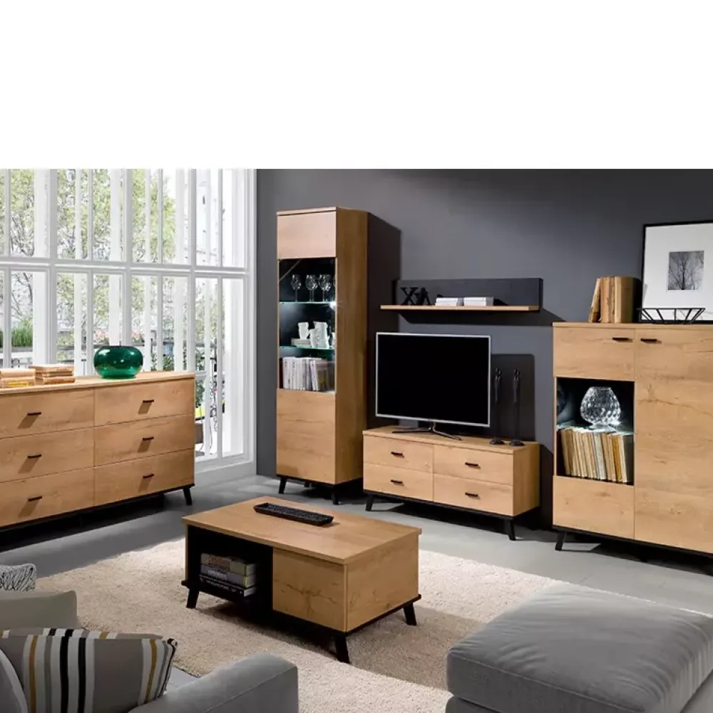 Zestawy Mebli Do Salonu|Ławy I Stoliki>JUREK Stolik kawowy prostokątny ze schowkiem dąb lefkas jasny JOHNY