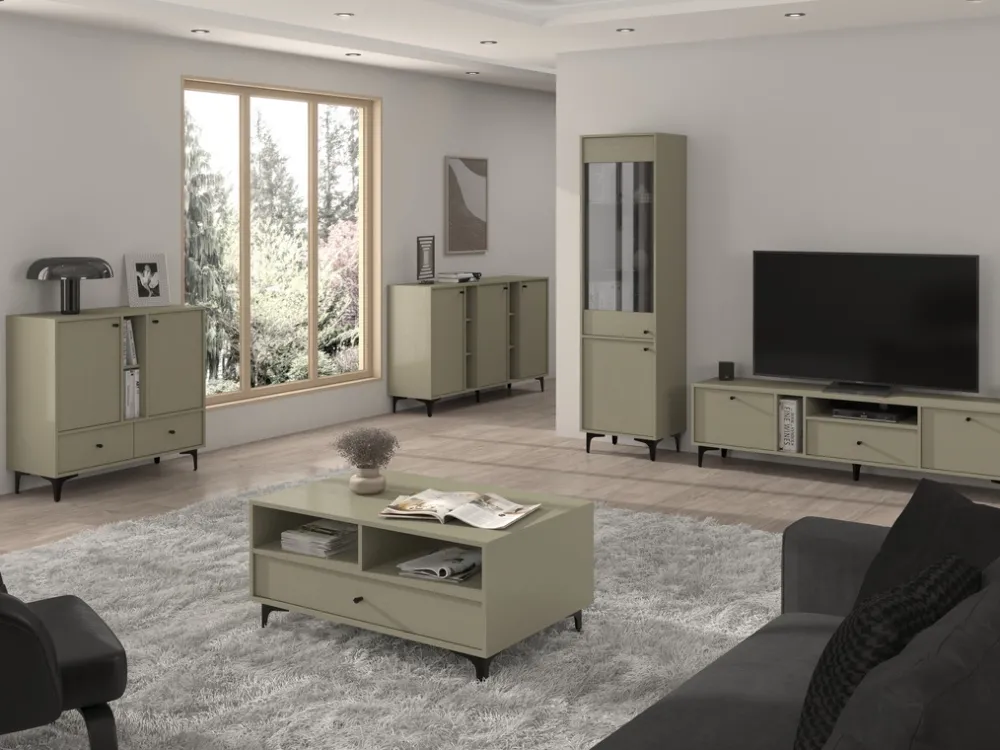 Ławy I Stoliki>Lempert Stolik kawowy z szufladą do salonu 100x65 cm TOKEN eukaliptus