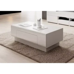 Ławy I Stoliki></noscript>Helvetia Stolik kawowy z szufladą TENDER połysk biały